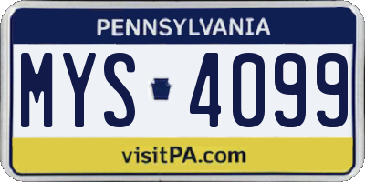 PA license plate MYS4099