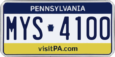 PA license plate MYS4100