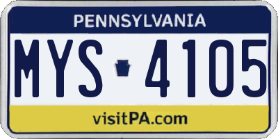 PA license plate MYS4105