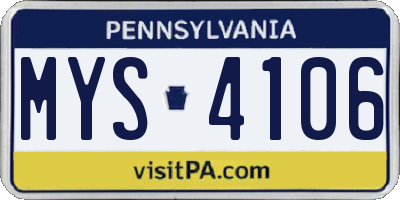 PA license plate MYS4106