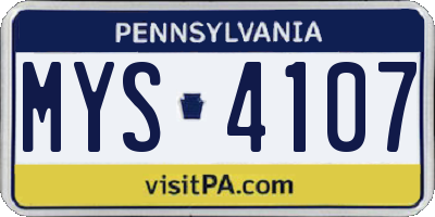 PA license plate MYS4107