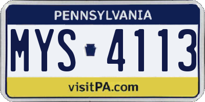 PA license plate MYS4113