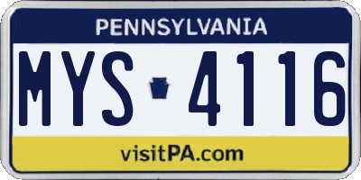 PA license plate MYS4116