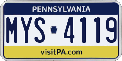 PA license plate MYS4119