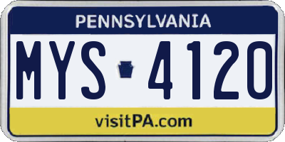 PA license plate MYS4120