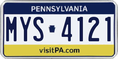 PA license plate MYS4121