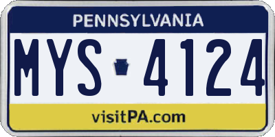 PA license plate MYS4124