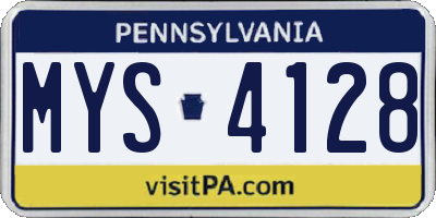 PA license plate MYS4128