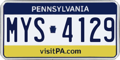 PA license plate MYS4129