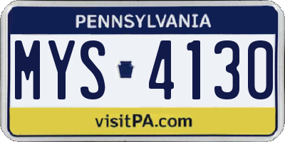 PA license plate MYS4130
