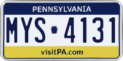 PA license plate MYS4131