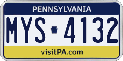 PA license plate MYS4132