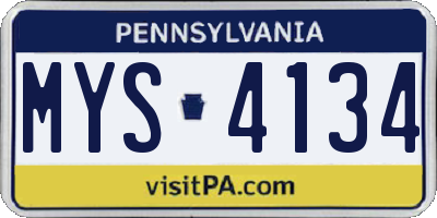 PA license plate MYS4134
