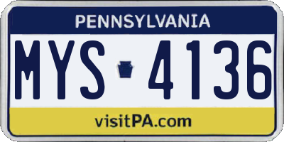 PA license plate MYS4136