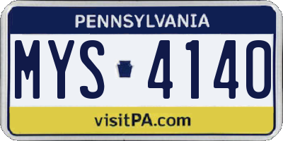 PA license plate MYS4140