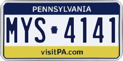PA license plate MYS4141