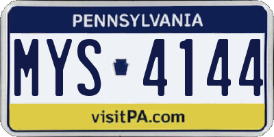 PA license plate MYS4144
