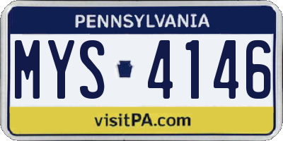 PA license plate MYS4146