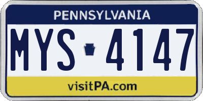 PA license plate MYS4147