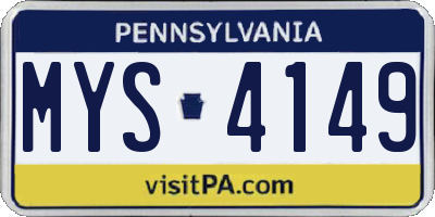 PA license plate MYS4149
