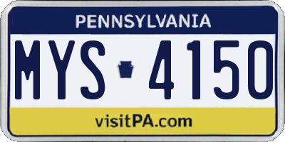 PA license plate MYS4150
