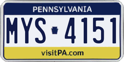 PA license plate MYS4151