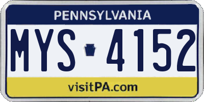 PA license plate MYS4152