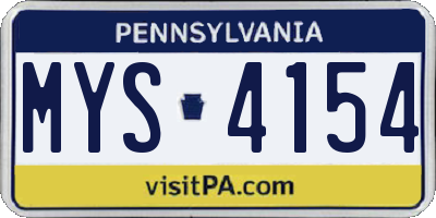 PA license plate MYS4154