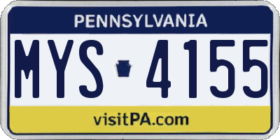 PA license plate MYS4155