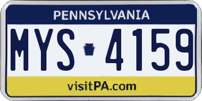 PA license plate MYS4159