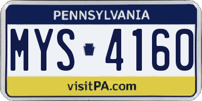 PA license plate MYS4160