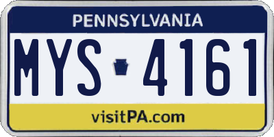 PA license plate MYS4161
