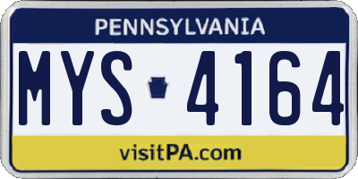 PA license plate MYS4164