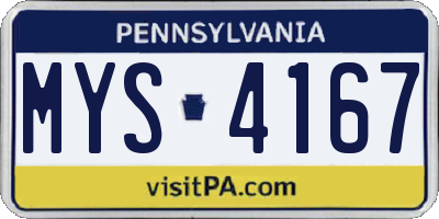 PA license plate MYS4167