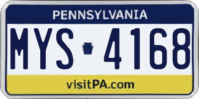 PA license plate MYS4168