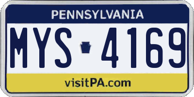 PA license plate MYS4169