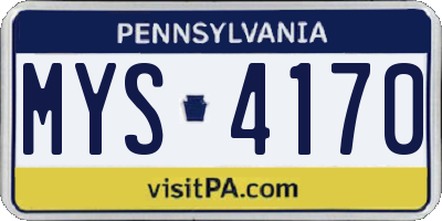 PA license plate MYS4170