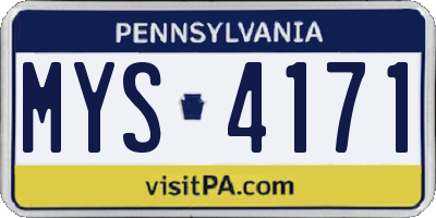 PA license plate MYS4171