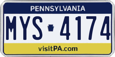 PA license plate MYS4174