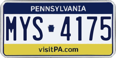 PA license plate MYS4175