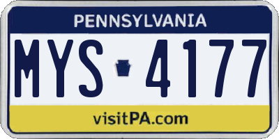 PA license plate MYS4177