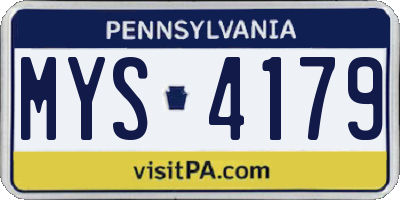 PA license plate MYS4179