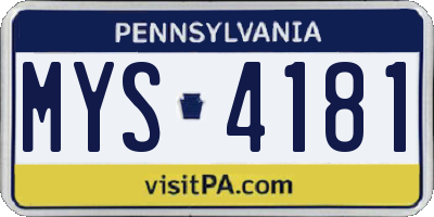 PA license plate MYS4181