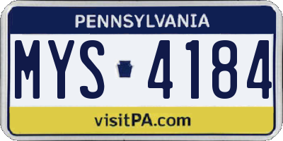 PA license plate MYS4184