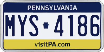 PA license plate MYS4186