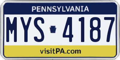 PA license plate MYS4187