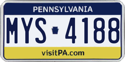 PA license plate MYS4188