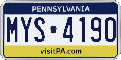 PA license plate MYS4190