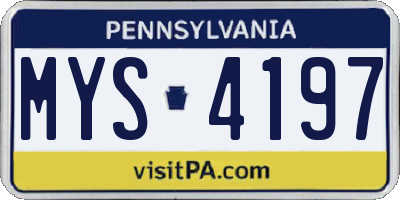 PA license plate MYS4197