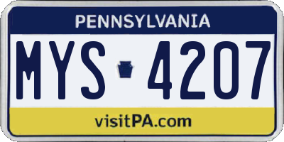PA license plate MYS4207